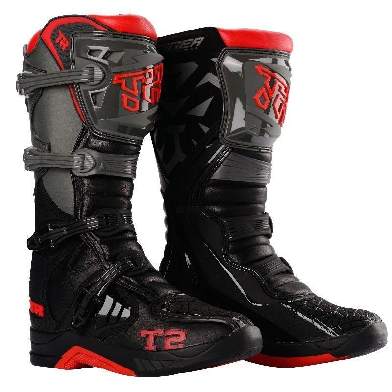 Мотоботы TIGER Т2 черный/ красный/ серый